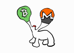 A hydra with two heads, one Bitcoin Cash and one Monero