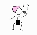 A dude dancing naked, singing his favorite song.